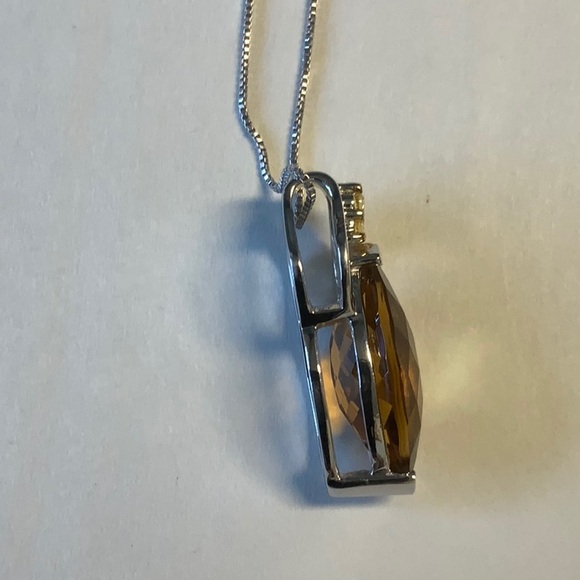 Orange Madeira Citrine Rhodium over Sterling Silver pendant - Picture 2 of 4